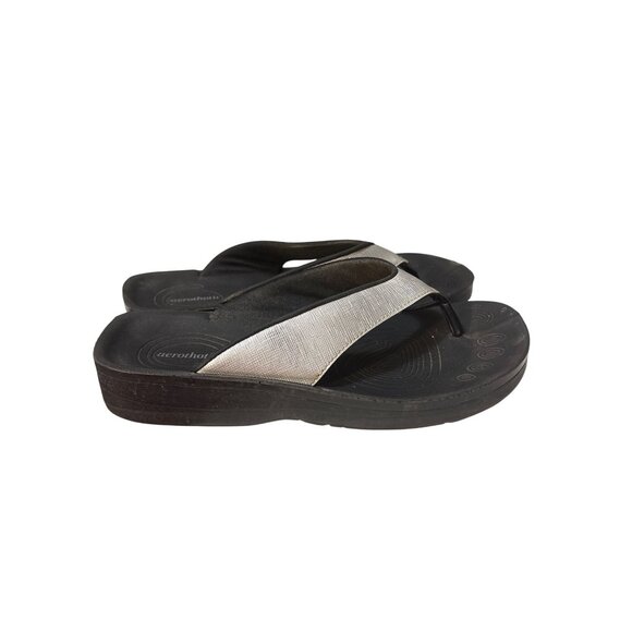Aerothotic Black & Silver Orthotic Wedge Sandals Size 10 Thailand - Picture 3 of 8